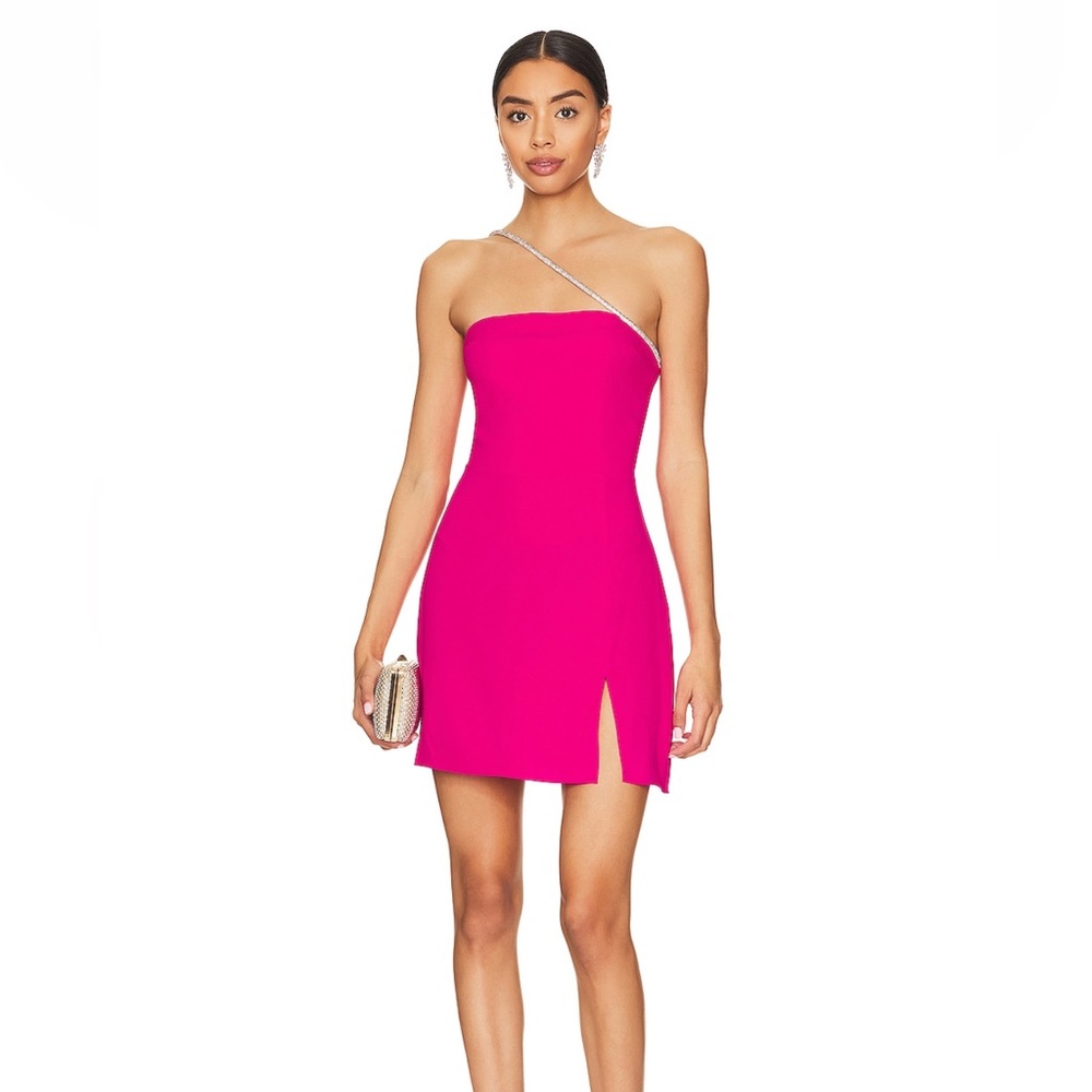 Amanda Uprichard hot pink mini dress one shoulder  size medium